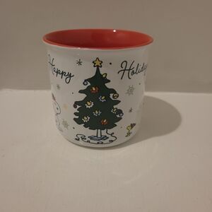 Peanuts And Gang Holiday Coffee Mug. Happy Holidays Wrap Round Design